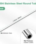 304 stainless steel seamless tubes 4-pack with 300mm length, 5mm OD, and 0.8mm wall thickness for versatile project use