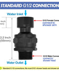 Brass Shower Head Swivel Ball Adapter Adjustable Shower Arm Connector Universal Showering Component Matte Black Finish Heavy Duty High Pressure Water Flow Durable Corrosion Resistant Upgrade No Fuss Easy Install G1/2 adapter, 55mm