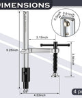 Four Pack Welding Clamp Set With T Handle Pro Grade 6.5 Inch Opening And 3.25 Inch Throat Fits Five Eighths Inch Welding Table Holes