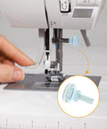 Person adjusting sewing machine with 10 Pack M4 Knurled Thumb Screws Zinc Plated Flat Head Knobs Carbon Steel Rust Resistant Bolt Kit.