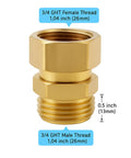 Brass Garden Hose Swivel Connector No Leak Seal Easy Rotate 360 Degree Fit Three Quarter GHT To Prevent Kinks Leaks And Boost Water Flow For Outdoor Yard Use, brass 3/4 GHT female to male thread adapter