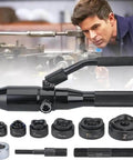 Portable Manual Hydraulic Hole Punch Kit With 6 Dies and 360 Degree Rotating Conduit Cutter, 66KN Power for Metal Sheets