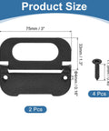 Recessed Flush Pull Door Handle Set 2 Pack Invisible Pull Handles With Screws showing size dimensions and parts in Bright Black Iron Finish.