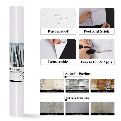 Glossy White Self Adhesive Wallpaper Peel And Stick Countertop Cover 24 By 160 Inches Waterproof Removable Vinyl details