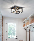 Modern Flush Mount Ceiling Light With E12 Base Three Lights Close To Ceiling Design Matte Black Exterior And Glossy Gold Inner Finish