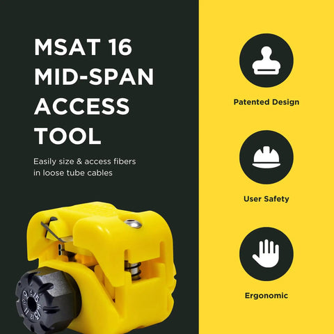 Yellow Midspan Fiber Access Tool With Pouch For Technicians, Electricians And Installers, Safe Cable Tool, Portable wire stripper.