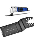 Universal fit tool and 32mm HSS oscillating saw blade pack for wood plastic soft metal with depth markers for precise flush cuts