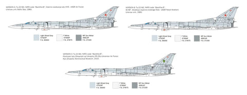 Tu-22M2 Backfire-B 1:72 Scale Military Plastic Model Kit For Assembly, Detailed Russian Bomber, decal variations shown