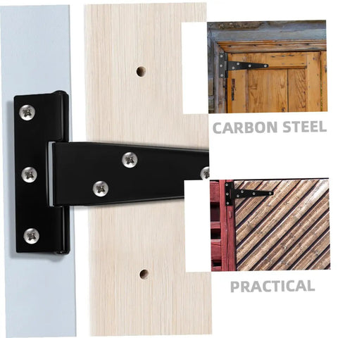 8 Pack 5 Inch Black Painted Galvanized T Type Weld On Hinges For Wood Shed Barn Doors Durable Easy Install Reversible Open Direction