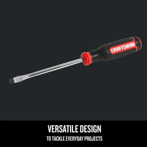 Heavy Duty Slotted Screwdriver With Bi Material Grip And Black Oxide Blade 5 16 By 6 Inch Precision Hand Tool at an angle showing grip design.