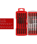 Top Notch 20-Piece Screwdriver Bits Set With Storage Box Featuring Magnetic Drill Bit Holder Kit For Torx Star Hex And Slotted Flat Head Driver Assortment Built To Last Heavy Duty Metal Construction Perfect For Any Handyman Job. 20-piece metal bit set in red storage case