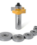 Pro Level Rabbet Router Bit With A Beefy One Half Inch Shank And Six Quick Swap Bearings for smooth cuts through wood.