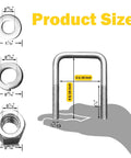 Product dimensions of 4 Piece 304 Stainless Square U Bolts With Washers And Nuts Kit, including measurements and components.