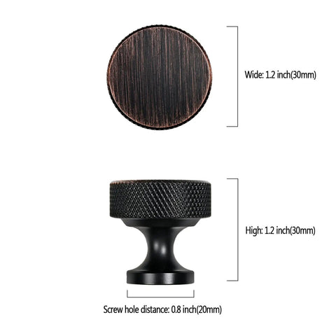 Slick Knurled Grip Cabinet Knobs And Drawer Pulls Finished In Matte Black With A Heavy Duty Zinc Core shown in 1.2 inch size.