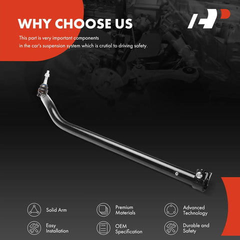 Jeep Spindle Steering Drag Link For Gladiator JT And Wrangler JL Front Wheel Alignment Upgrade, Heavy Duty Steel Construction, Brand New, Pre Greased, Direct Fit, Fits 2020-2025 JT Gladiator And 2018-2025 JL Wrangler, At Spindle Position, black steel rod