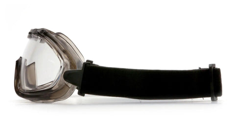 Side view of Low Profile Chemical Splash Goggles With Clear Anti Fog Lens Adjustable Elastic Strap Modern Sport Design