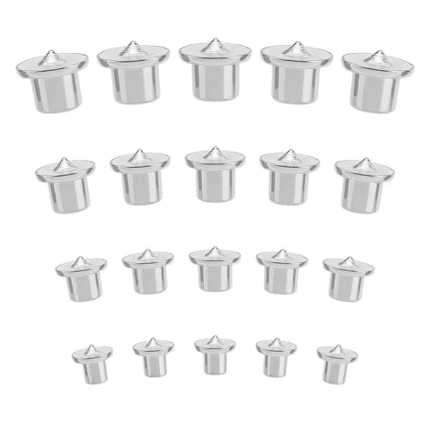 Pro Grade Dowel Pin Centering Kit 20 Pack With Carbon Steel Transfer Pins for woodworking, various sizes in rows