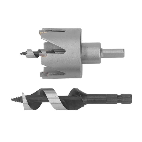 Heavy Duty Door Lock Installation Kit With 6 Blade Carbide Hole Saw For Wood And Metal Includes Auger Bit To Cut Precise Deadbolt Holes In Minutes No Splintering Or Slipping Guaranteed Pro Results, 54mm hole saw and auger bit