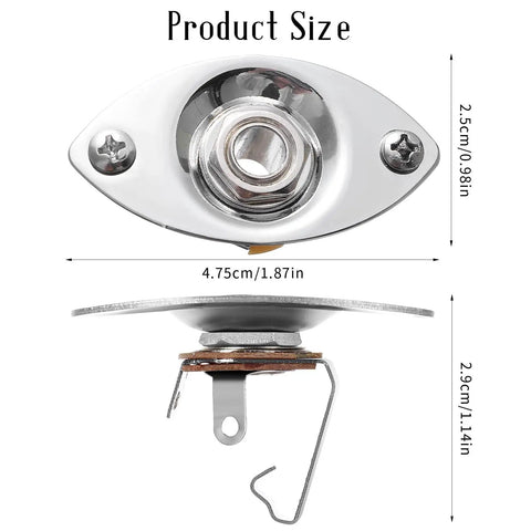 Killer Electric Guitar Output Jack Plate With Quarter Inch Connector, dimensions 4.75cm x 2.5cm, alloy material, secure design.