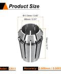 ER11 Spring Collet Chuck 8mm Precision Router Collets 65Mn spring steel CNC tool dimensions visible