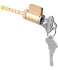 Built Tough One Point Four Inch Lock Cylinder Replacement With Five Pin Keyed Security for sliding patio doors and storm door handles.