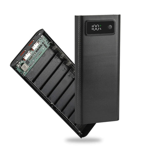 Totally Legit Battery Pack Enclosure With Dual USB Charging Ports For Fast Charge Power Bank Shell and Badass DIY Electronics Case for Weekend Adventures showing assembled and disassembled views.