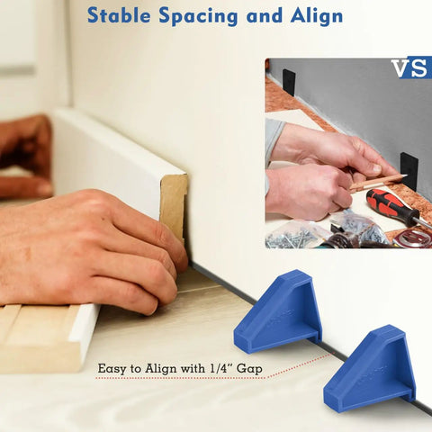 Using triangle floor spacers for laminate wood and vinyl plank installations make install a breeze stay in place with quarter inch gap