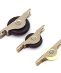 Heavy Duty V Groove Wheel With Silent Nylon Caster For Slick Sliding Door Track Operation Top Pick For Cabinet Wardrobe Window Hardware Upgrade Small Iron Frame Pulley System Load Bearing Roller - three sizes with black and white wheels.