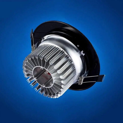 WKNHHL Recessed Lighting Housing Trim Kits Rendering Black Led Downlight High Brightness showing aluminum heat sink design for ceiling light.