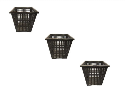Square Mesh Pond Plant And Flower Baskets Set For Aquaponics And Hydroponics Slotted Plastic Net Cup Pots In 4By4By5 inches
