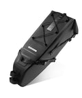 14L Under Seat Bike Bag With Rainproof PVC Material And Adjustable Straps, large black pouch shown at an angle
