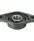 Pillow block bearing by uxcell in green cast-iron housing with 1-1/8 in bore and chrome steel inner race