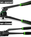 Pumtus 3 In 1 Manual Tube Bender For Copper Pipe 128 Inch And Brass Tubing Bending Tool with rubber handle, shown open and closed.