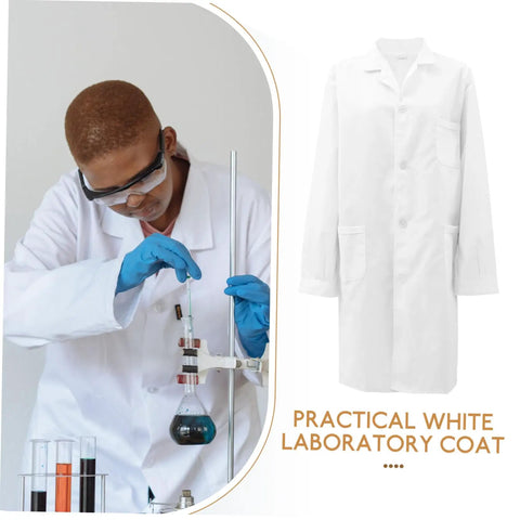White Mens Lab Coat Doctor Costume, Long Sleeve Medical Uniform For Doctors, Medical Students, And Pharmacists, Pro Grade Clinic Attire