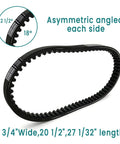 Coleman KT196 CK196 T Go Kart Drive Belt For 30 Series Torque Converter, 0.75 inch wide, asymmetric design details.