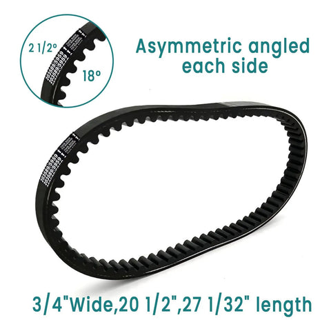 Coleman KT196 CK196 T Go Kart Drive Belt For 30 Series Torque Converter, 0.75 inch wide, asymmetric design details.