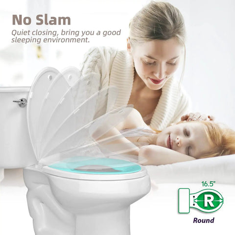 All In One Potty Training Toilet Seat With Built In Toddler Seat Slow Close Magnetic Hinge Fits Adults And Kids Round Aqua Blue