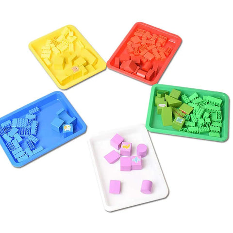 Colorful 10 Pack Plastic Art Trays For Crafts And DIY Projects with beads, kid safe BPA free, in red, blue, green, yellow, white