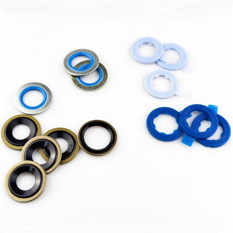 Oil Drain Plug Gasket Kit 102 Pieces 12 Types Rubber Gaskets For M12 And M14 Drain Plugs displayed on white background