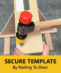 4 Inch Hinge Mortising Template With One Quarter Inch Radius Corners For Doors, Pro Grade Router Jig used on wood surface.