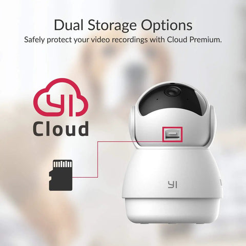 2 Pack Pan Tilt Dome Security Camera Kit 360 Degree Coverage Indoor With Night Vision 2 Way Audio Motion Alerts Phone App Control Compatible With Alexa And Google Assistant with dual storage options shown.