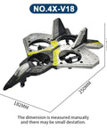 Ready To Fly RC Jet Plane For Kids And Adults shown with dimensions, lightweight and durable foam design.