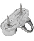 Bottom view of Beefy Cam Cleat For 5-15mm Rope, 316 Stainless Steel Boat Kayak Cleat With Fairlead Ring, 85x38mm base, 16mm mount hole.