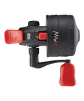 Side view of Max X Spincast Reel Size 10 With Teflon Twin Cam Drag Graphite Frame Lightweight And Durable 8 Lb Max Drag.