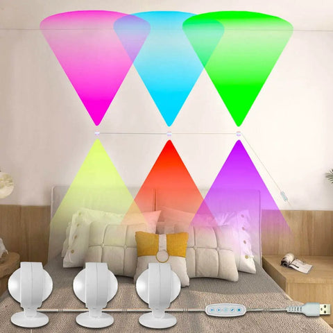 360 Degree Rotating RGB LED Wall Light Bar For DIY Wall Art Decor Ambient Mood Lighting With 18 Modes in bedroom setup