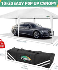 10x20 Foot Pop Up Canopy Tent Instant Shelter With 6 Sidewalls Durable Waterproof Portable Gazebo UPF 50 Plus For Outdoor Parties