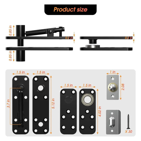 Badass Heavy Duty Invisible Door Hinges For Wooden Secret Doors With Tight Fit And Zero Hassle Installation Using Premium Black Stainless Steel Hardware Setup Today with size details.