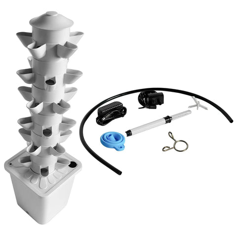 Hydroponic Vertical Garden System For Indoor Outdoor Use 30 Plant Tower Planter With Pump And Water Tank Soilless Grow Kit