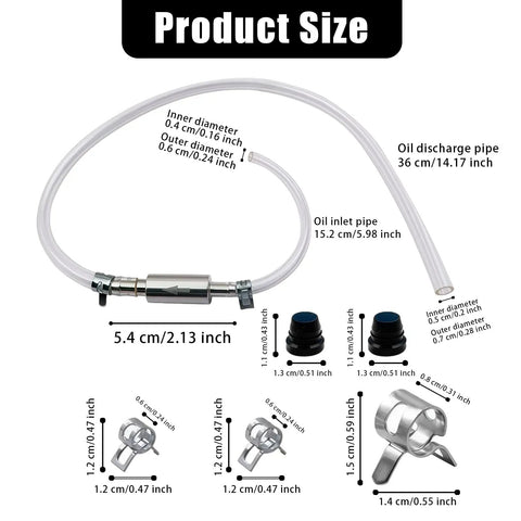 Brake Bleeder Hose One Way Check Valve Kit dimensions and components displayed with size measurements