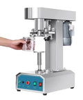 Industrial Grade Automatic Can Capping Machine Electric Vacuum Sealer For Round Cans And Jars in use sealing a jar.